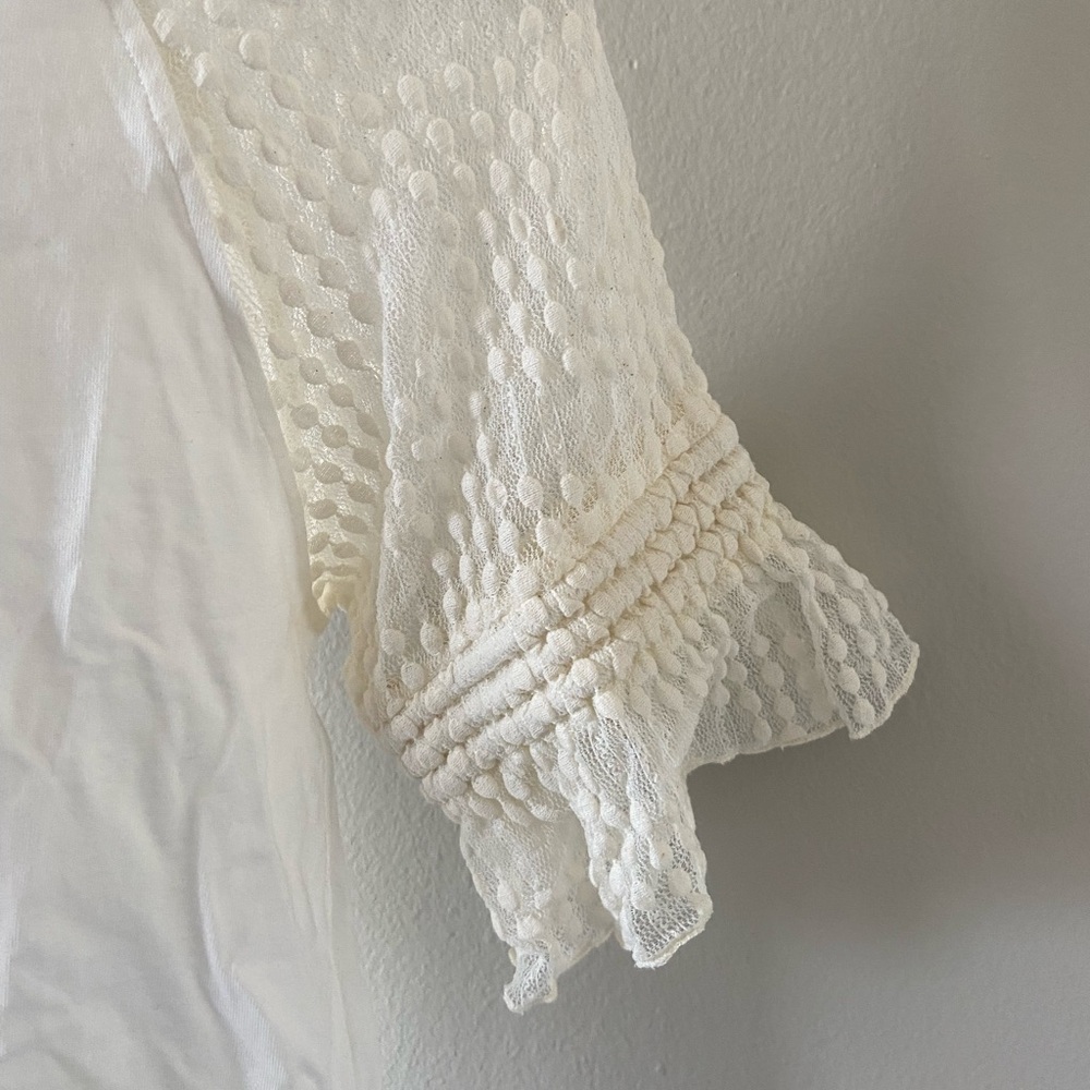 SeeByChloe - size S 
Cream & Lace Short Sleeve Cotton Top T-shirt - Picture 4 of 5